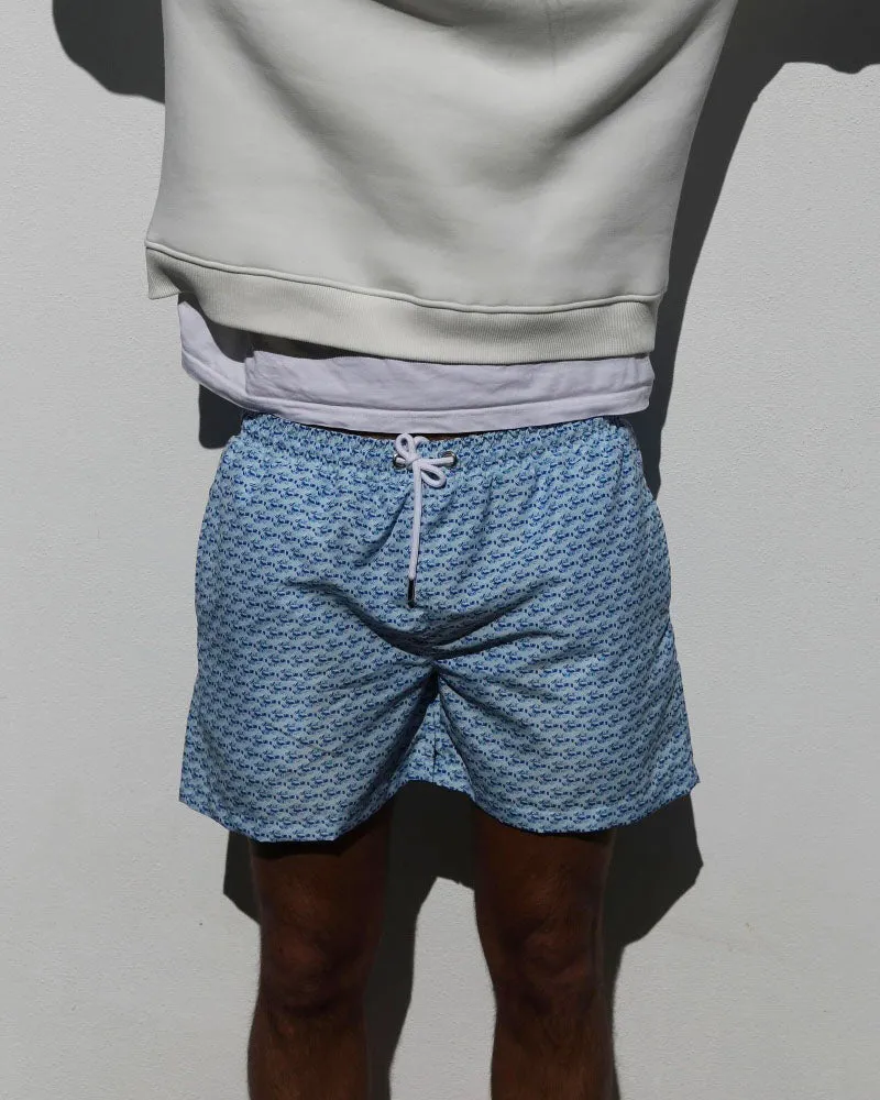 Queuing Lobsters Swim Short | Pale Blue