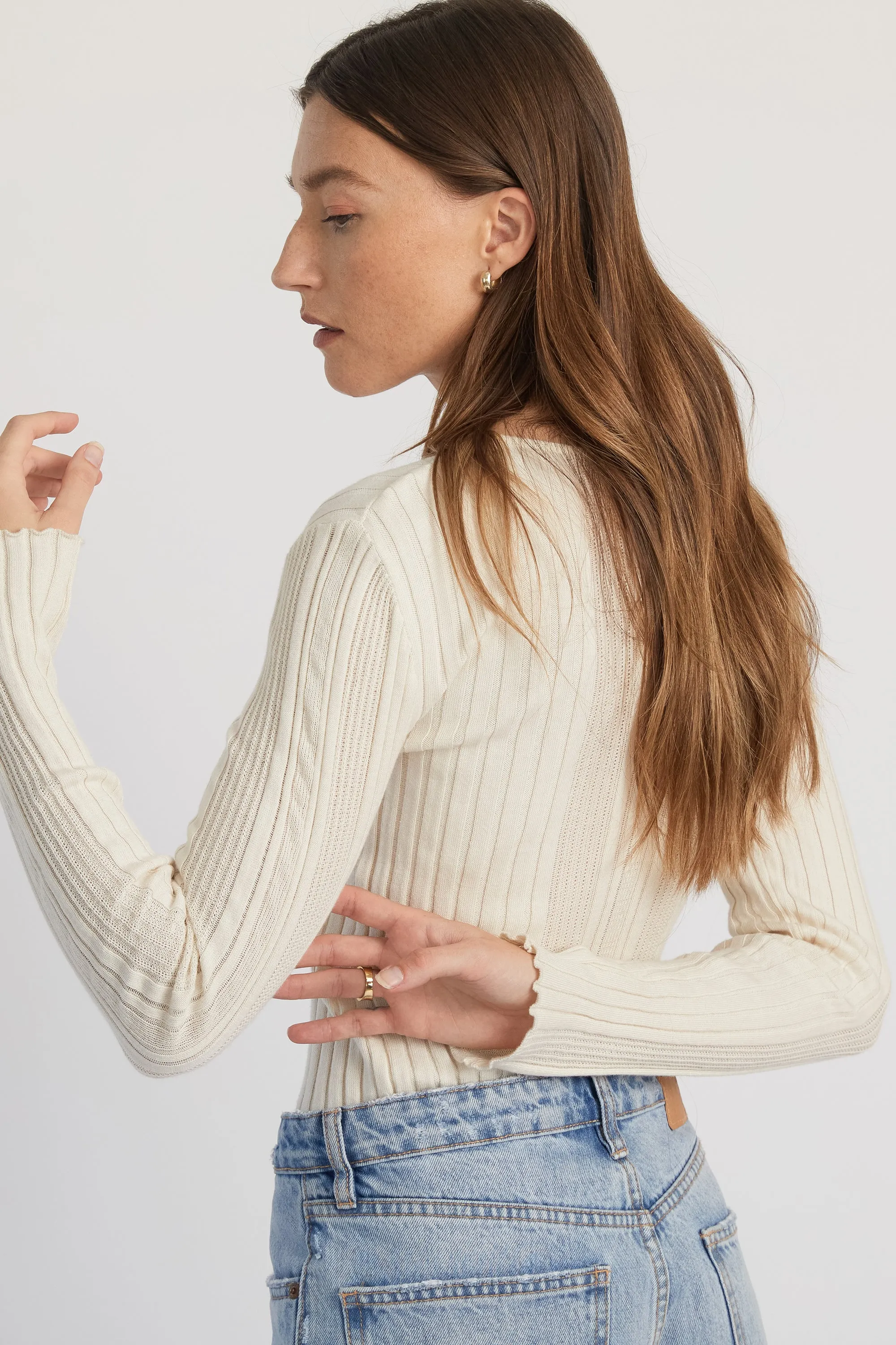 Ribbed Knit Long Sleeve Top