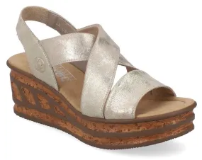 Rieker 68160-62 Womens Leather Wedge Heeled Sandal