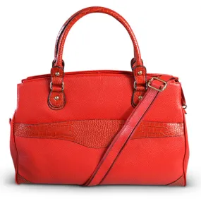 ROTHBURY -  Womens Premium Leather Red Weekender Overnight Bag & Work Tote Bag