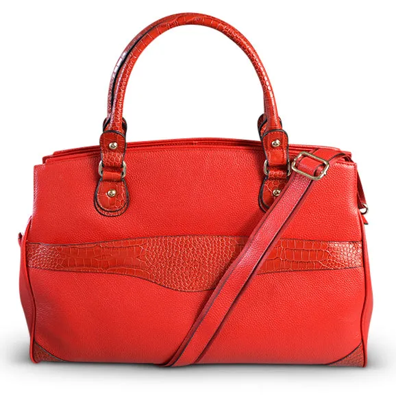 ROTHBURY -  Womens Premium Leather Red Weekender Overnight Bag & Work Tote Bag