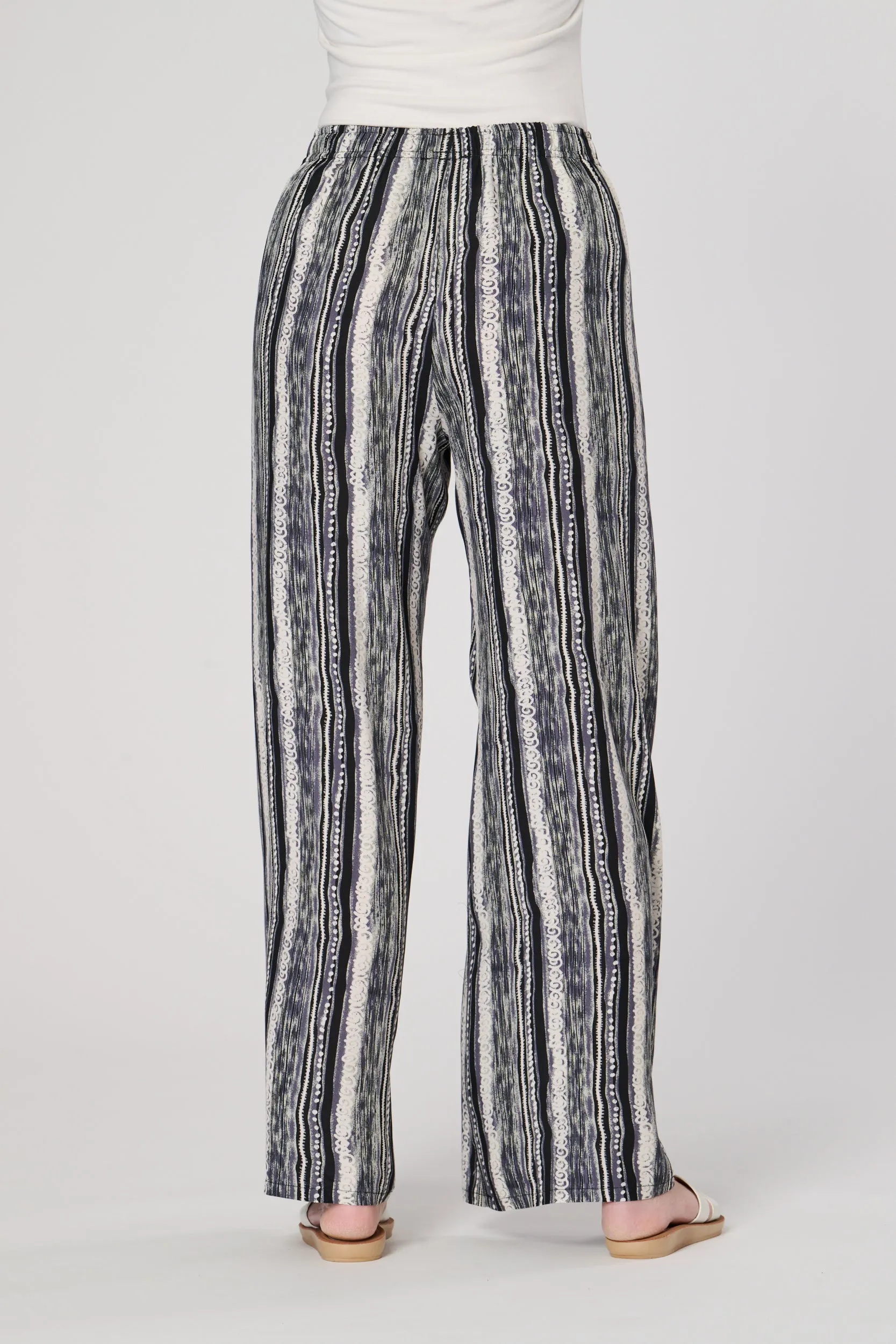 Saloos Contrasting Stripe Print Wide Leg Trousers