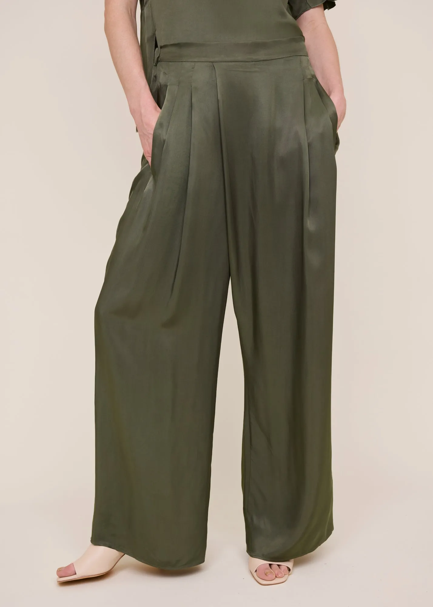 Satin wrap trousers