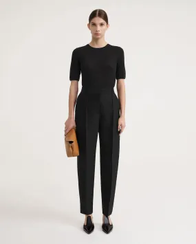 SEWN PLEAT EVENING TROUSERS / BLACK