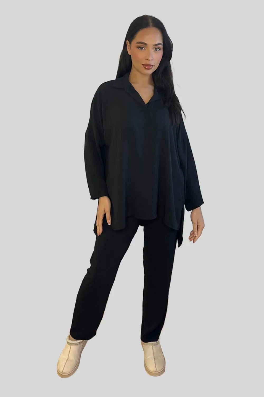 Shirt Blouse And Trousers Leisure Set