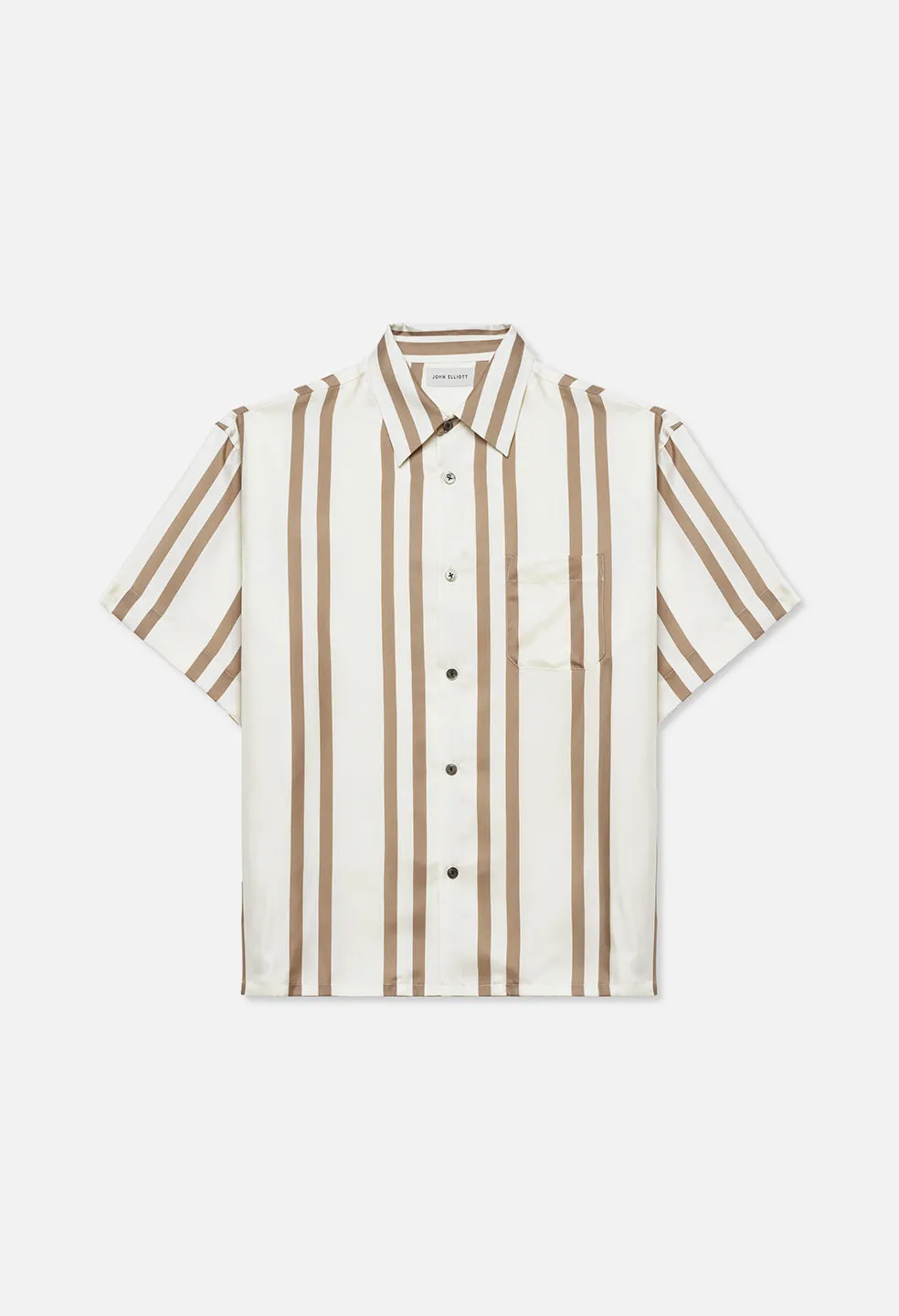 Silk SS Button Up / Bark X Salt Stripe