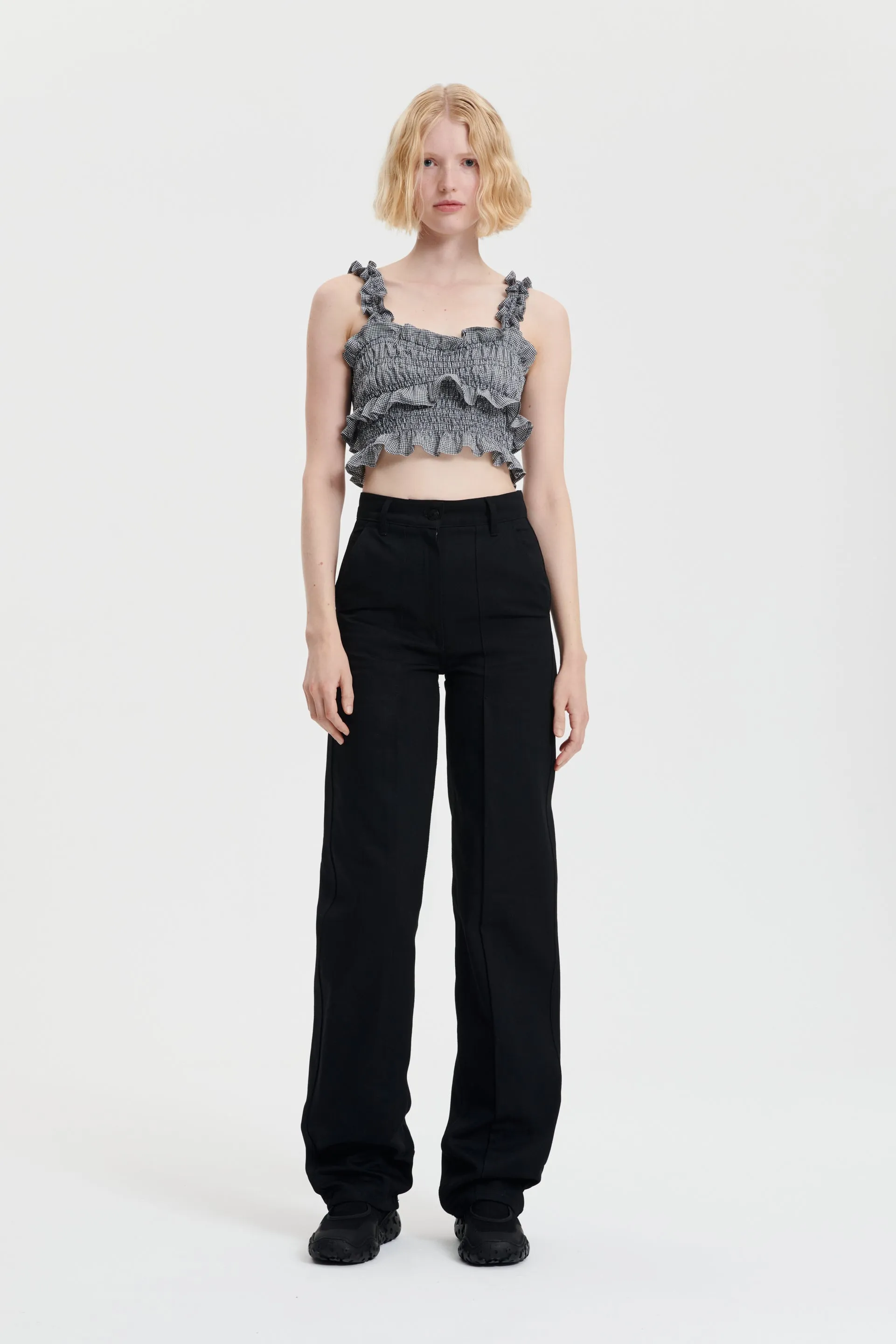 SIXTA | TROUSERS DENIM BLACK EMBROIDERY