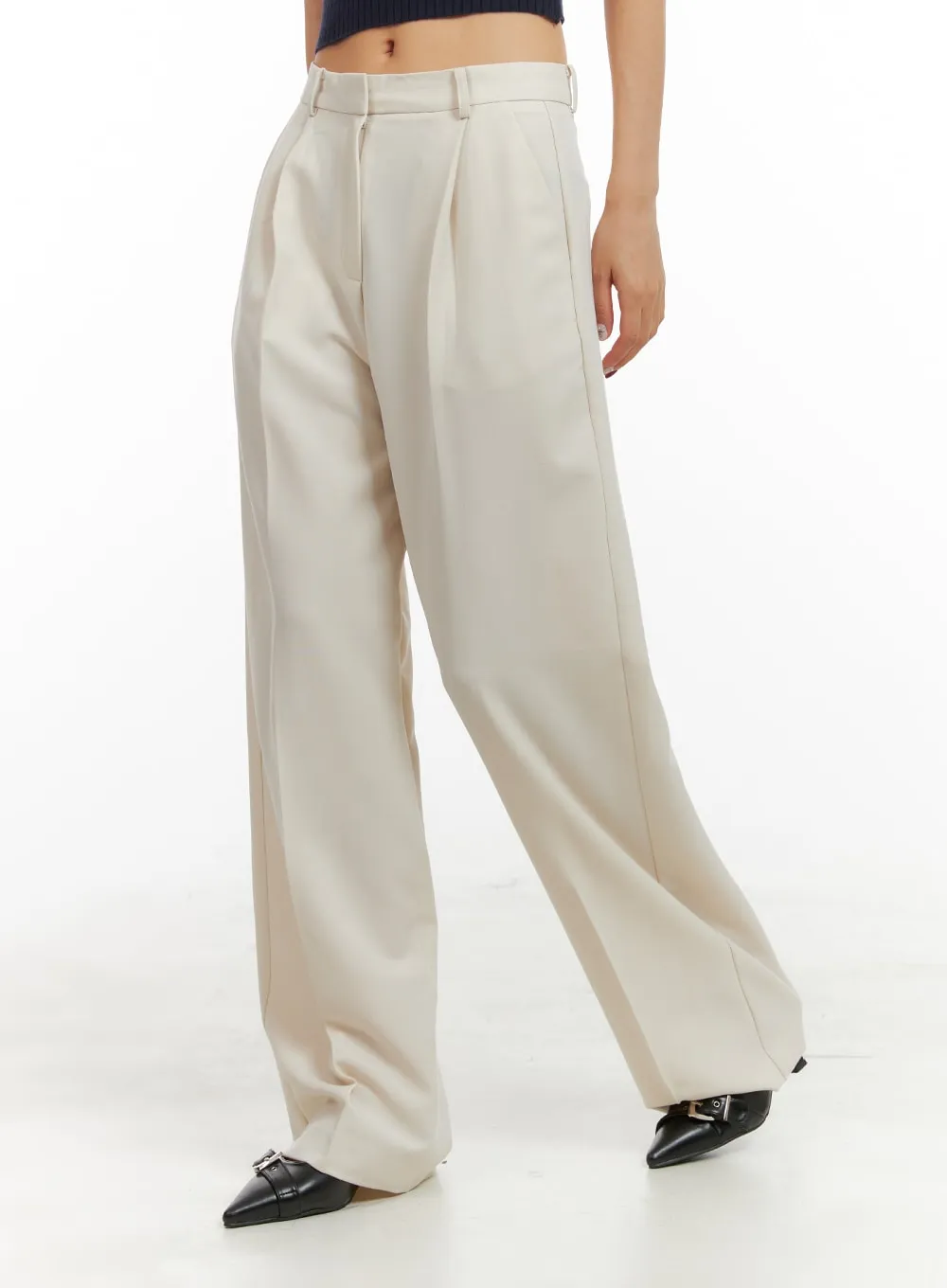 Solid Wide Fit Trousers OA416