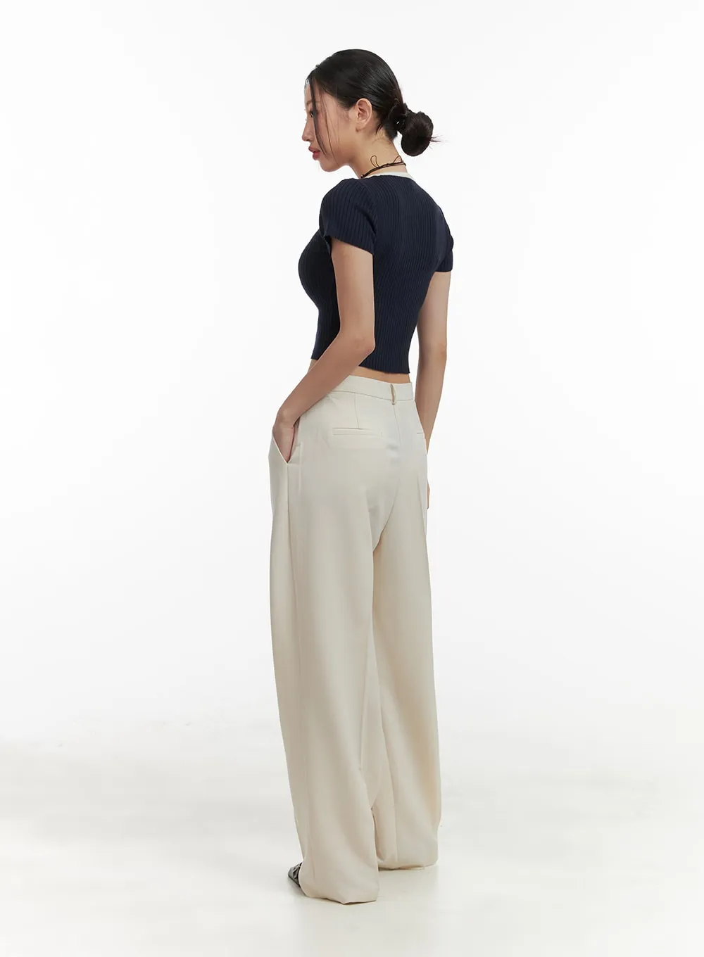 Solid Wide Fit Trousers OA416