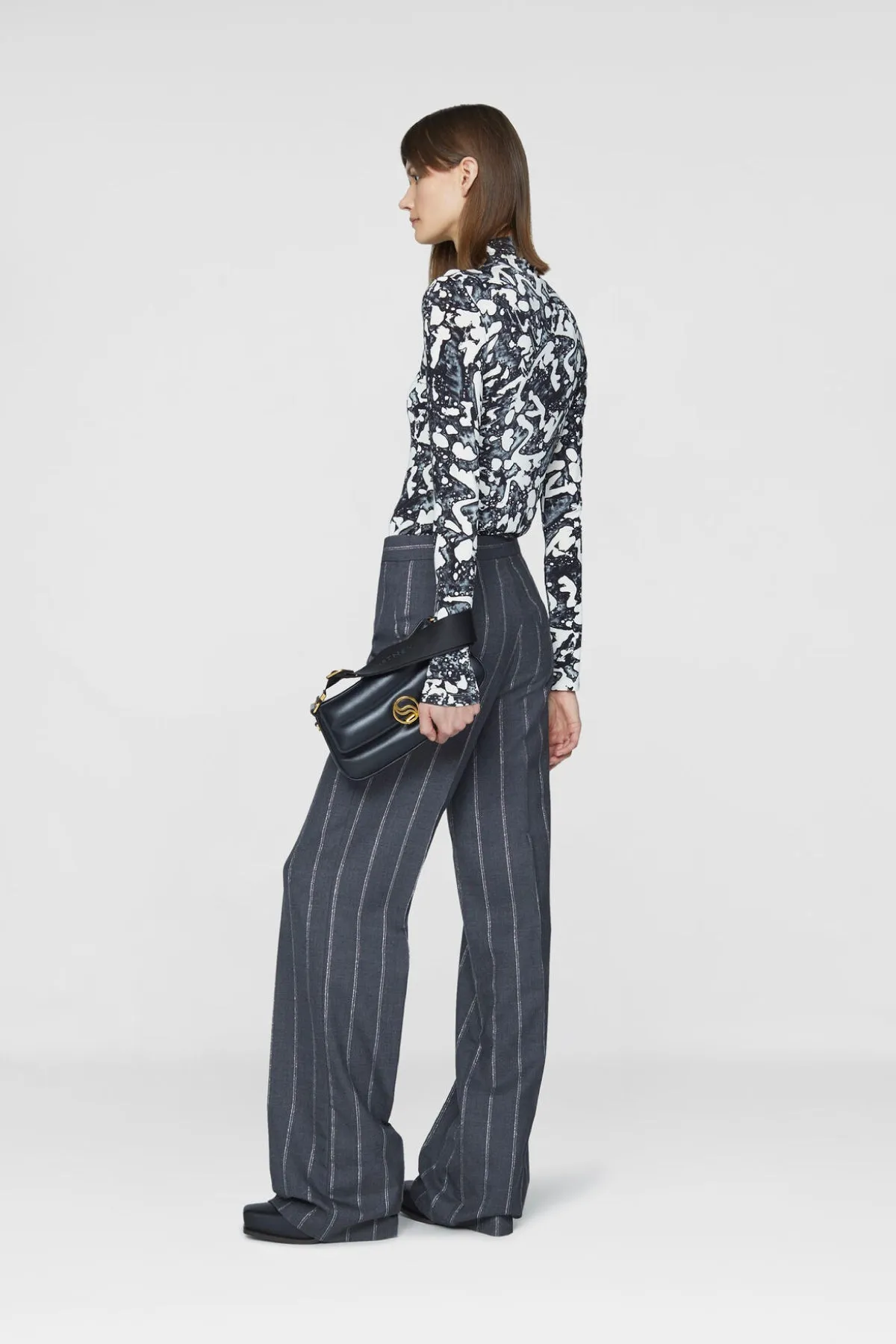 Stella McCartney Striped Tailored Trouser - Grey Melange