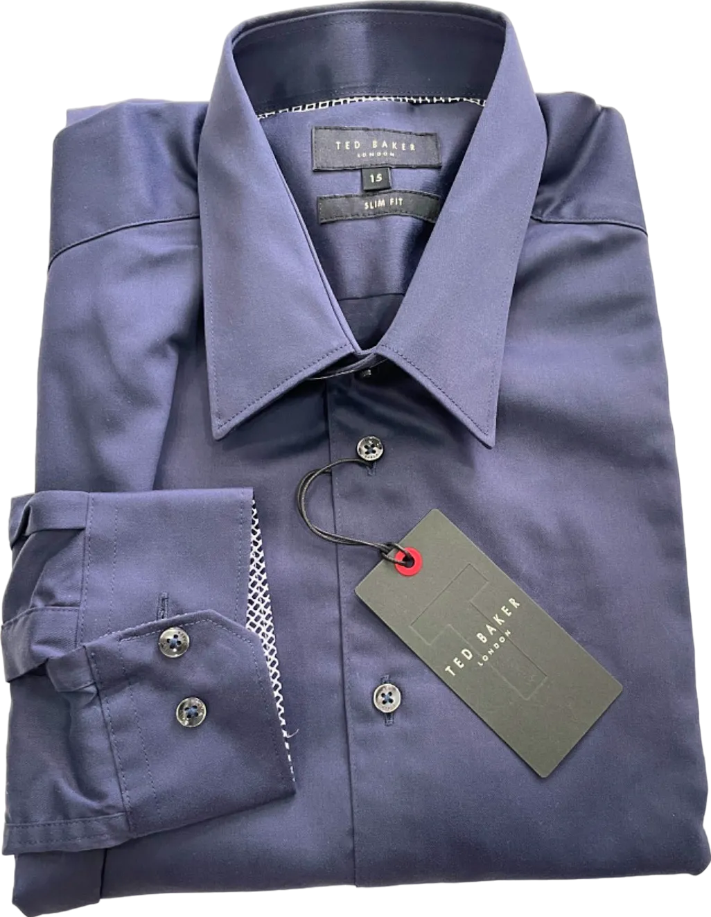 Ted Baker Navy Duddon Core Steel Slim Fit Shirt 17.5” Neck