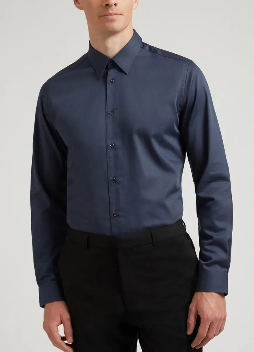 Ted Baker Navy Duddon Core Steel Slim Fit Shirt 17.5” Neck