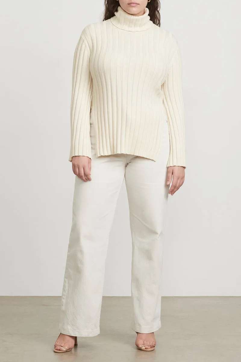 THE RIBBED TURTLENECK - IVORY