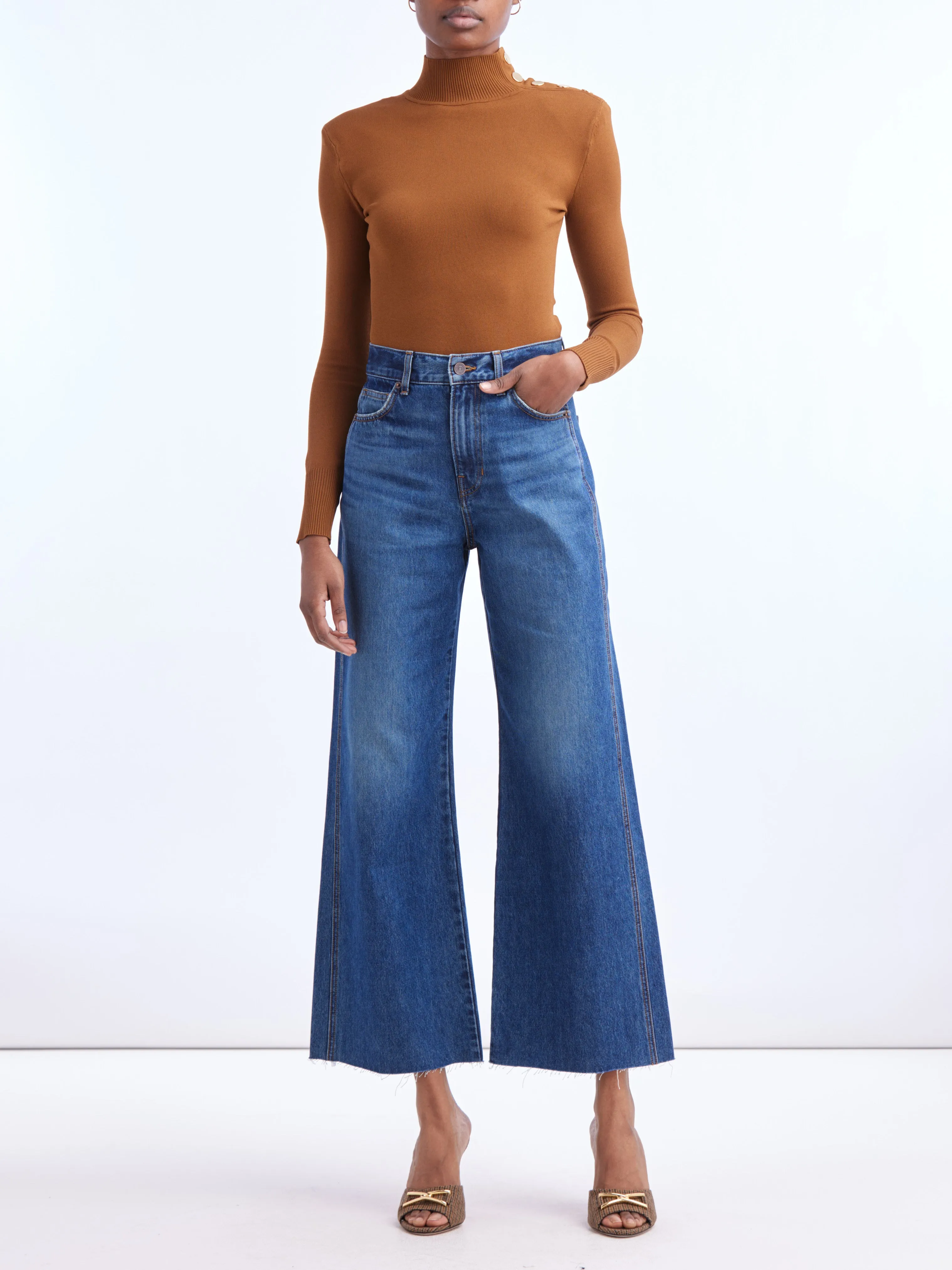 Veronica Beard - Taylor Cropped High Rise Wide Leg Pant - Bandit