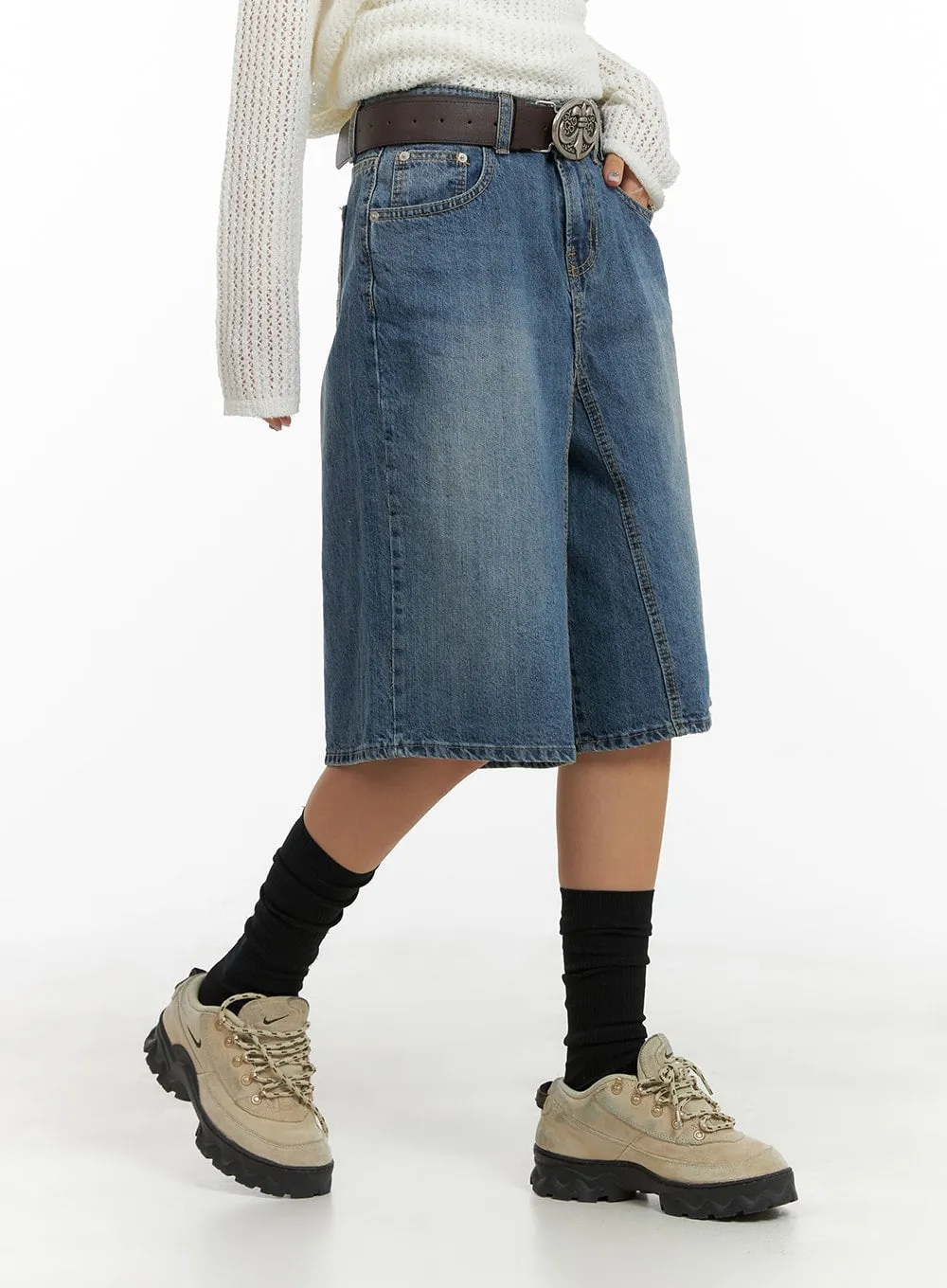 Vintage Washed Wide Leg Jorts CA415