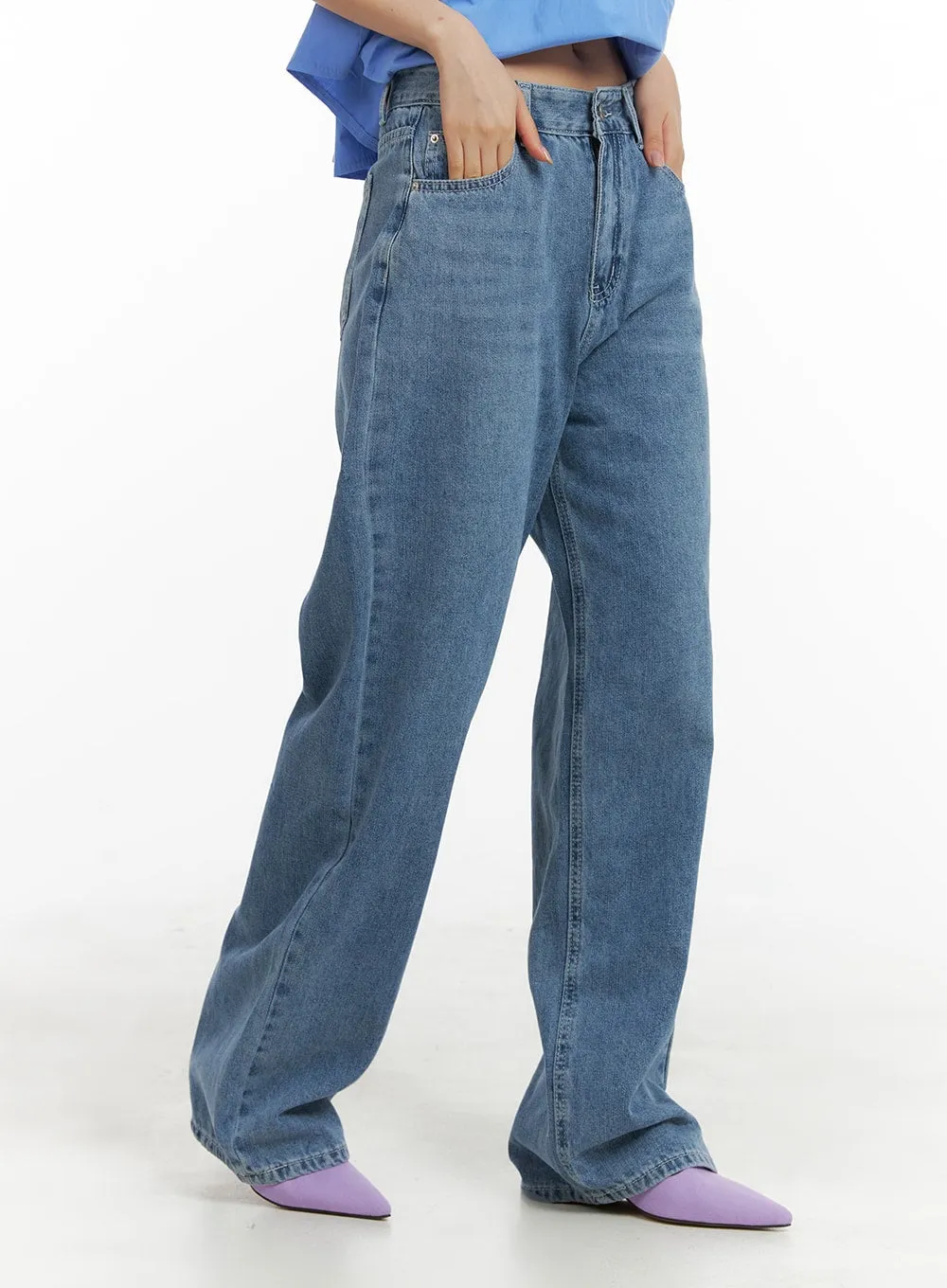 Washed Wide Leg Jeans OM428