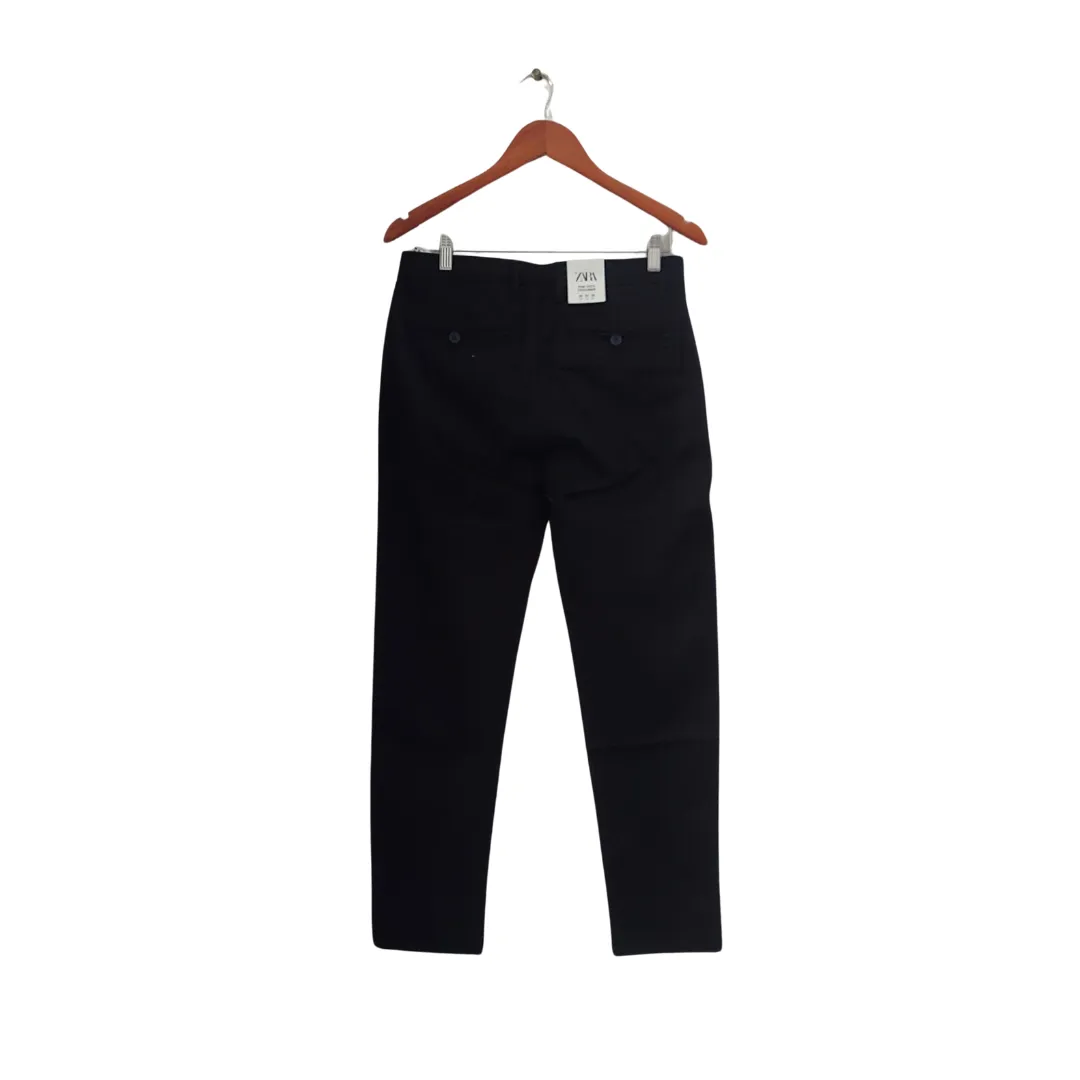 ZARA Men's Black Slim-fit Stretch Trousers | Brand new |